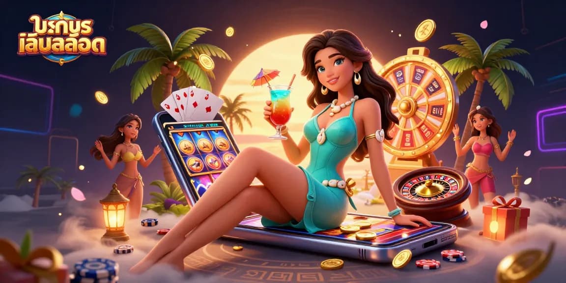 Experience ทดลองเล่นสล็อต excitement with stunning graphics and vibrant characters in this dynamic casino scene.