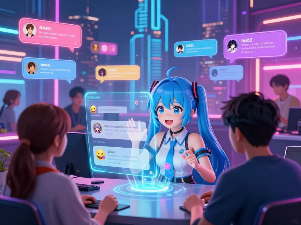 Engaging hentai ai chat experience with anime characters interacting in a vibrant digital setting.