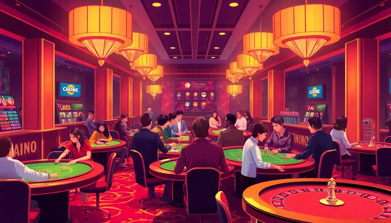 Experience the thrill of online casino Österreich with players enjoying vibrant games and a welcoming atmosphere.