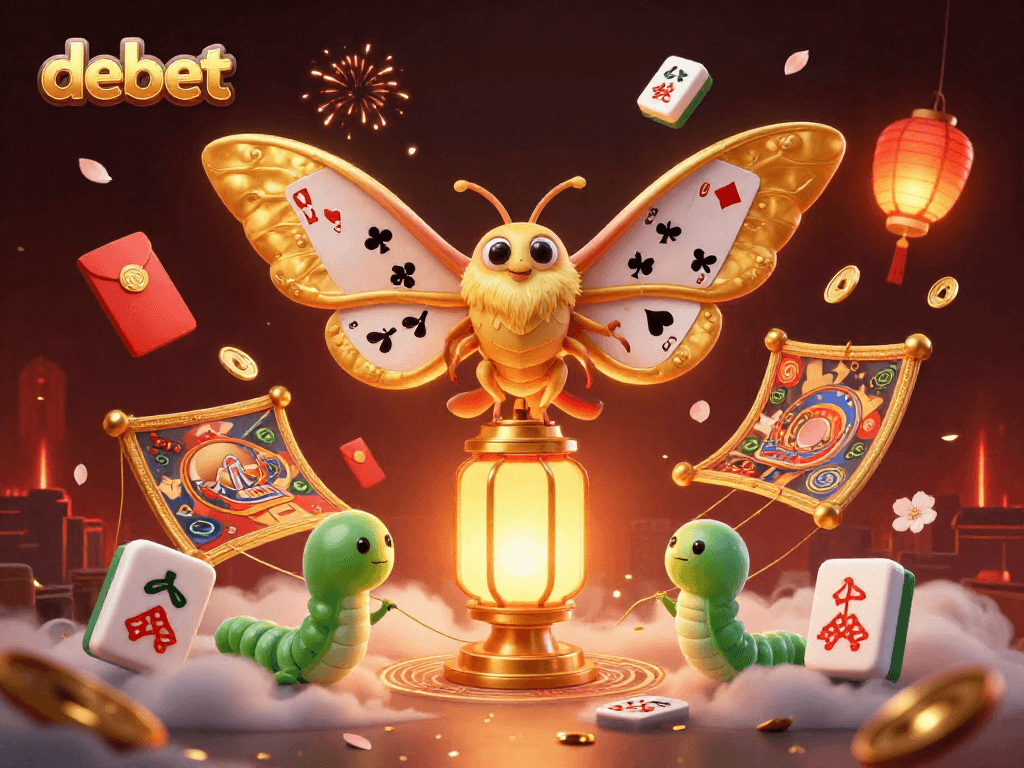Experience debet's vibrant casino atmosphere with golden motifs and festive elements.
