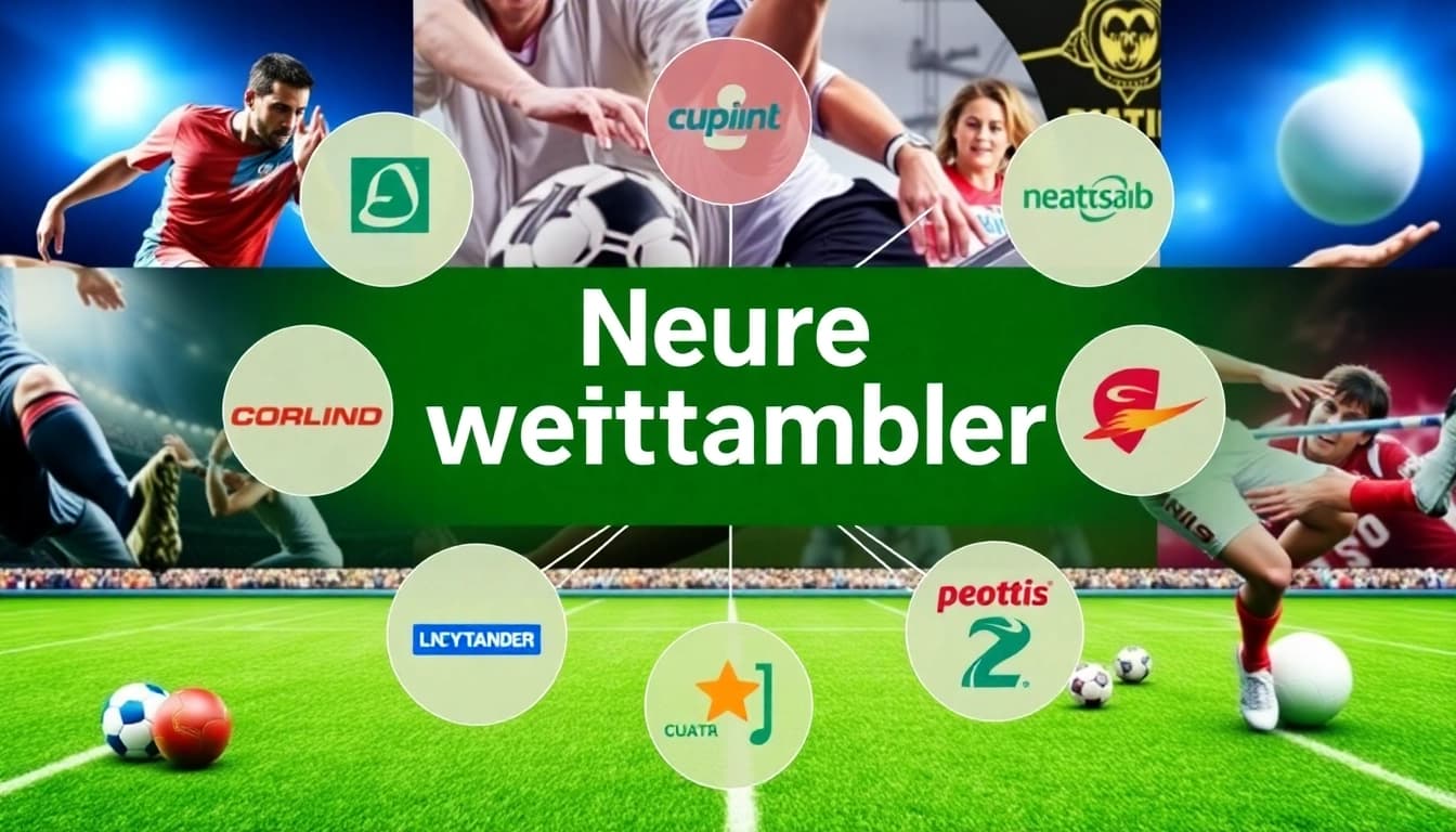 Visual representation of neue wettanbieter logos with a sports theme, showing diversity and excitement in betting options.