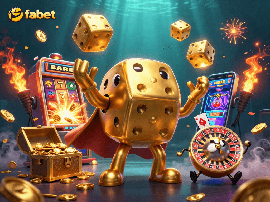Engage in thrilling casino action with the fabet experience featuring dynamic golden dice and slot machines!