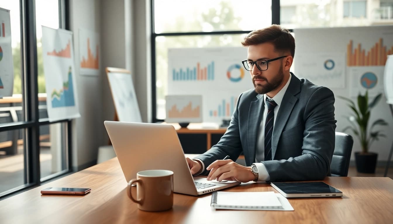 Kreditvergleichsrechner als nützliches Tool für die Finanzplanung in einem modernen Büro.
