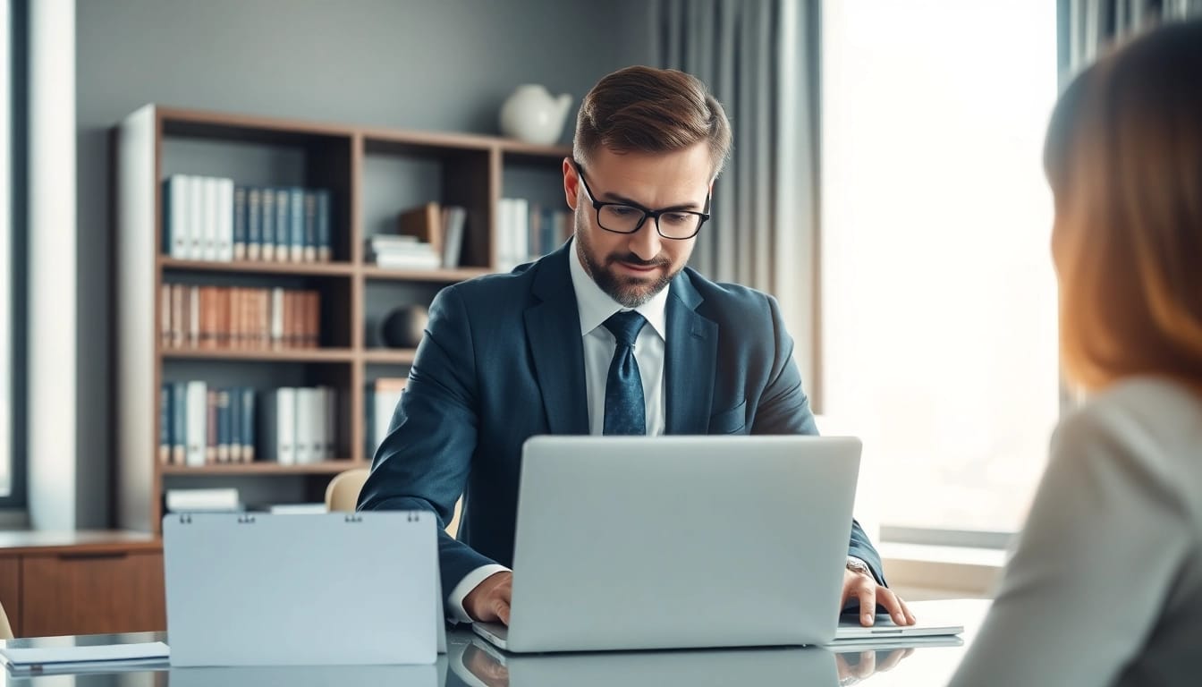 Headhunter Schweiz berät Klienten professionell in modernem Büro.