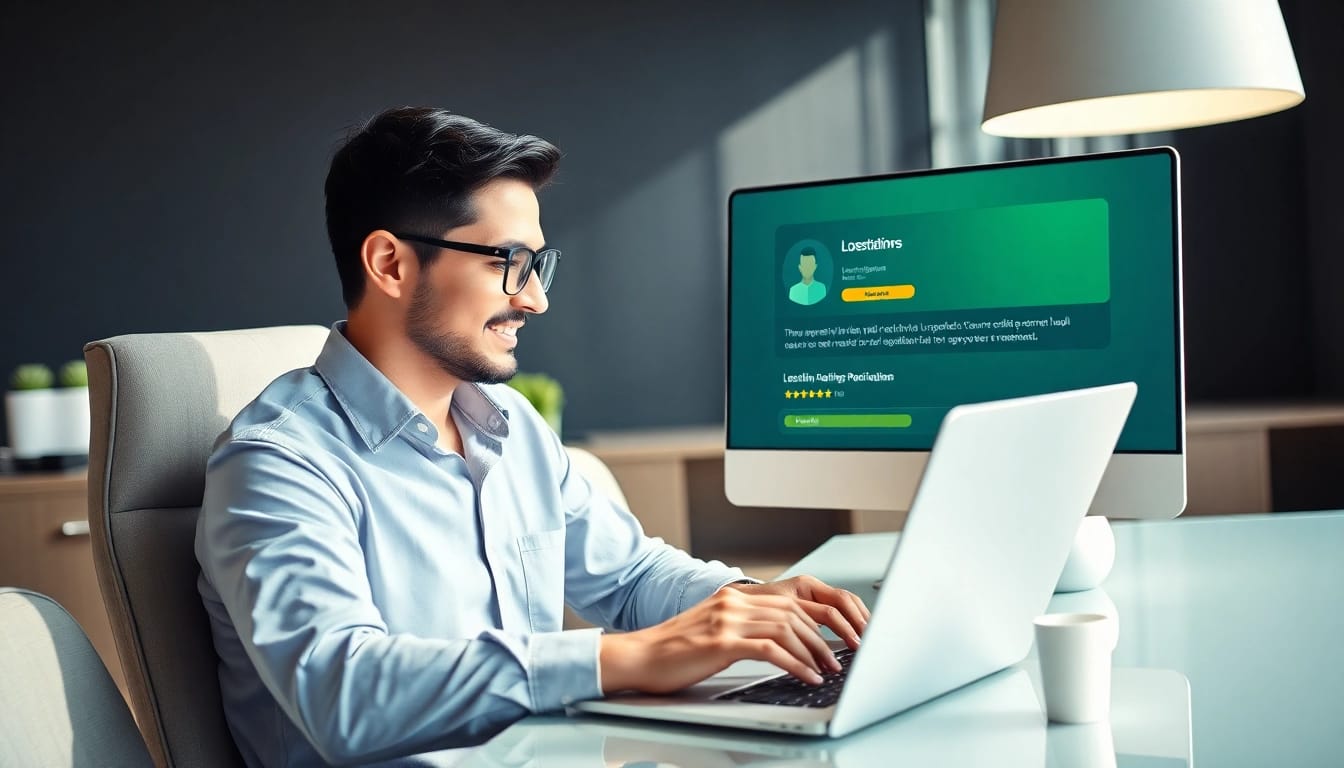 Professioneller Löschdienst-Mitarbeiter arbeitet an der Löschung negativer Google-Bewertungen.