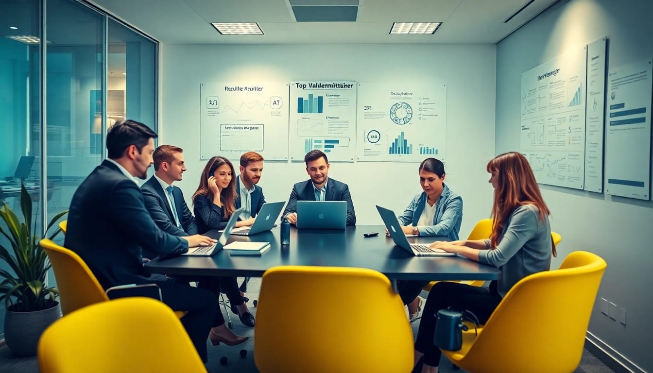 Top Vertriebsmitarbeiter rekrutieren in einem modernen Recruiting-Büro mit einem inspirierenden Team.