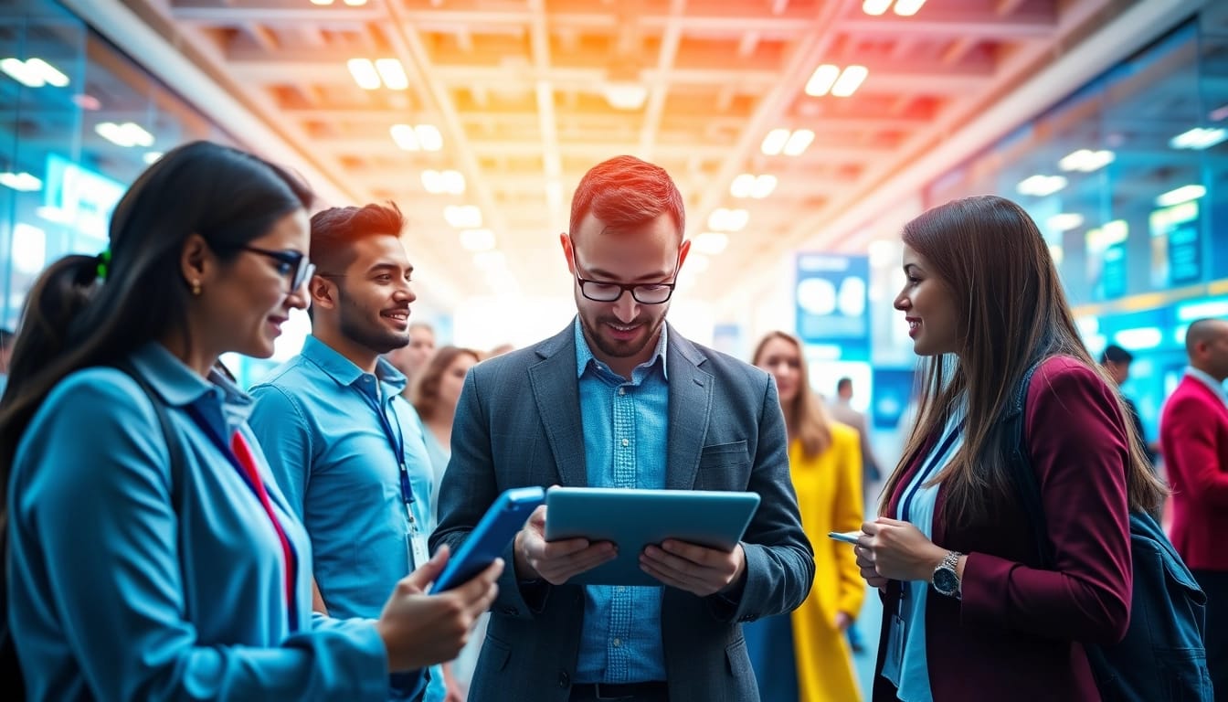 Find diverse and motivating Stellenangebote in a bustling job marketplace filled with professionals.