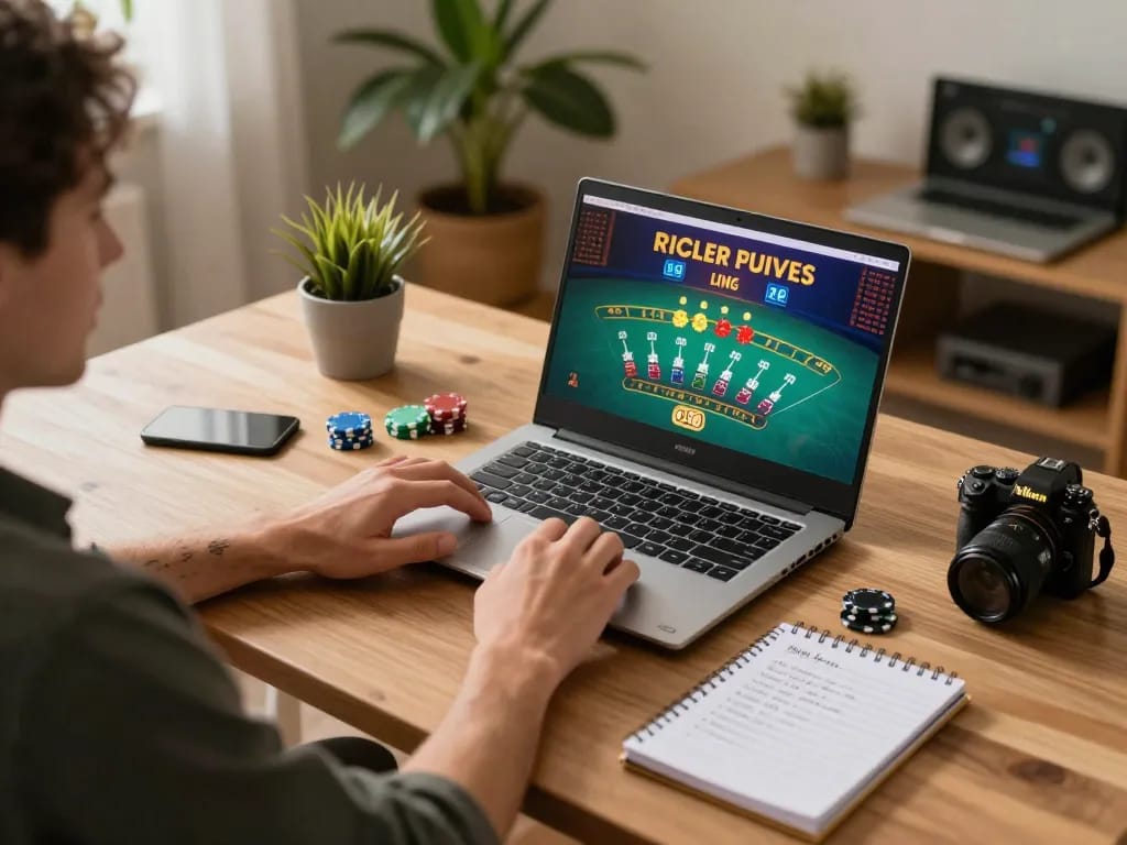 Player enjoying a live dealer game on QQ88 COM with strategic notes and vibrant gameplay visible