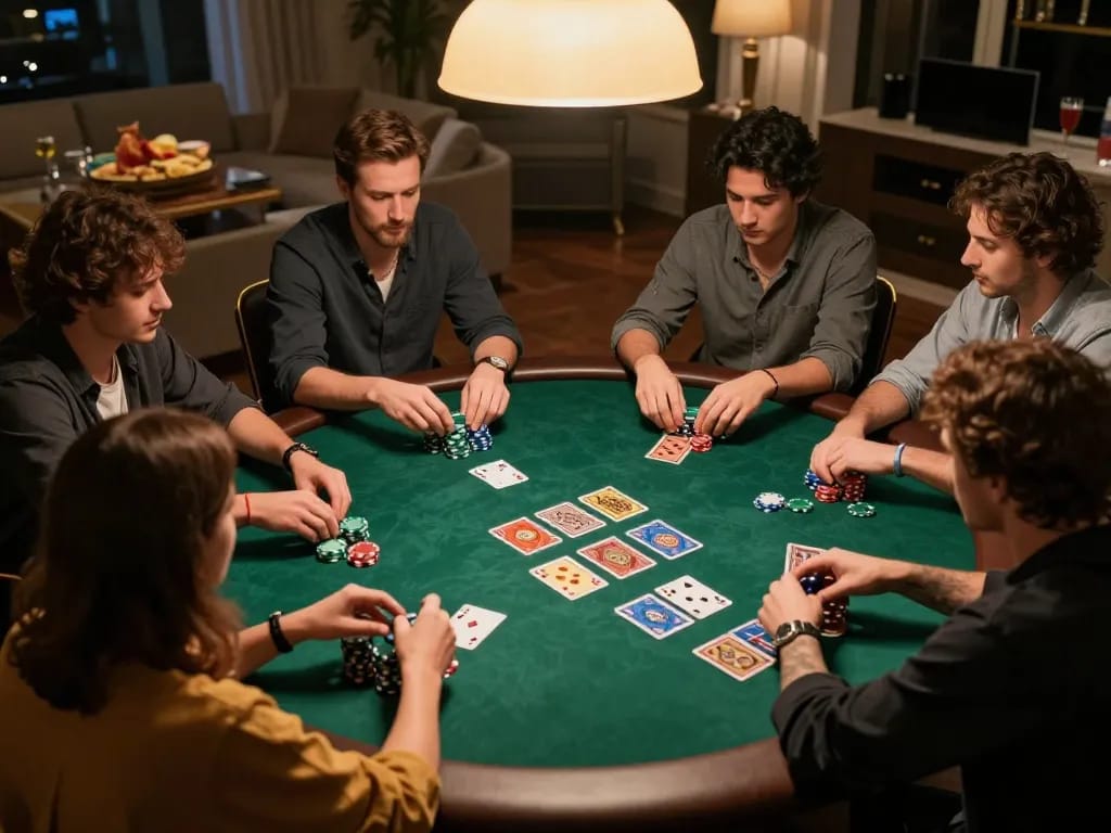Watch players strategize and win big in the competitive MK8 poker game night.