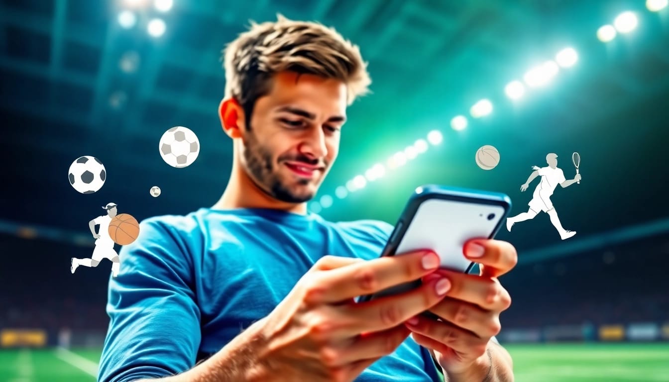 Erleben Sie die besten Wett Apps für mobile Sportwetten mit einem glücklichen Benutzer an einem Smartphone.