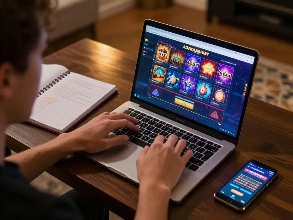 Engaging gameplay on nhà cái bl555's online platform with strategy notes and live updates in a cozy home setting