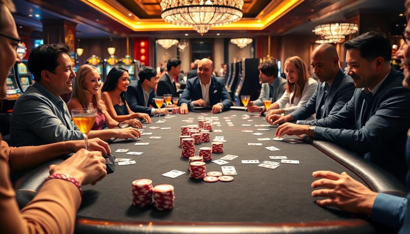Intensivpflege Frankfurt beim Spielen am Casino-Tisch mit fröhlichen Teilnehmern.