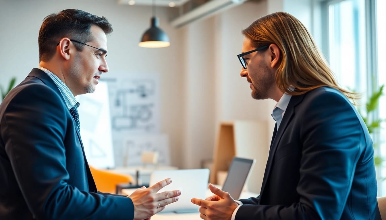 Headhunter Ingenieure interviewt talentierten Kandidaten in einem modernen Büro.