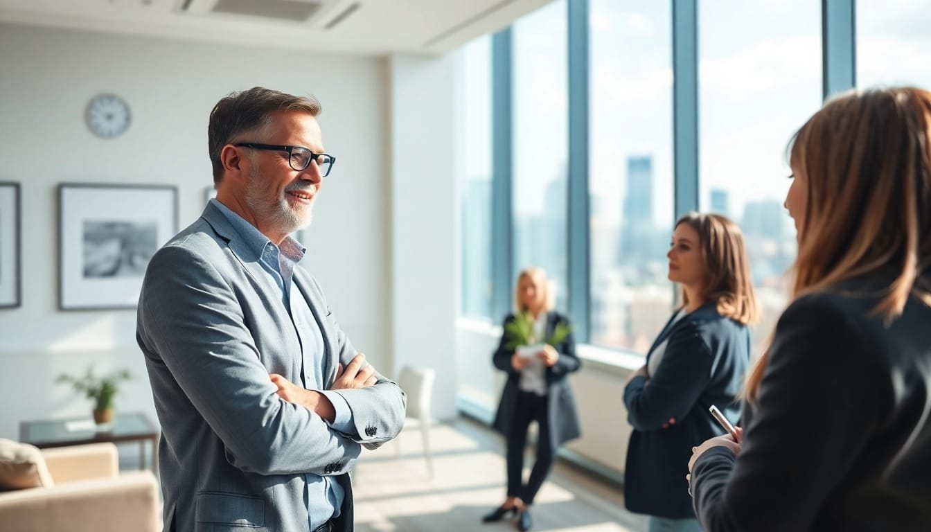 Immobilienmakler Frankfurt Dornbusch berät Kunden in einem modernen Büroumfeld.