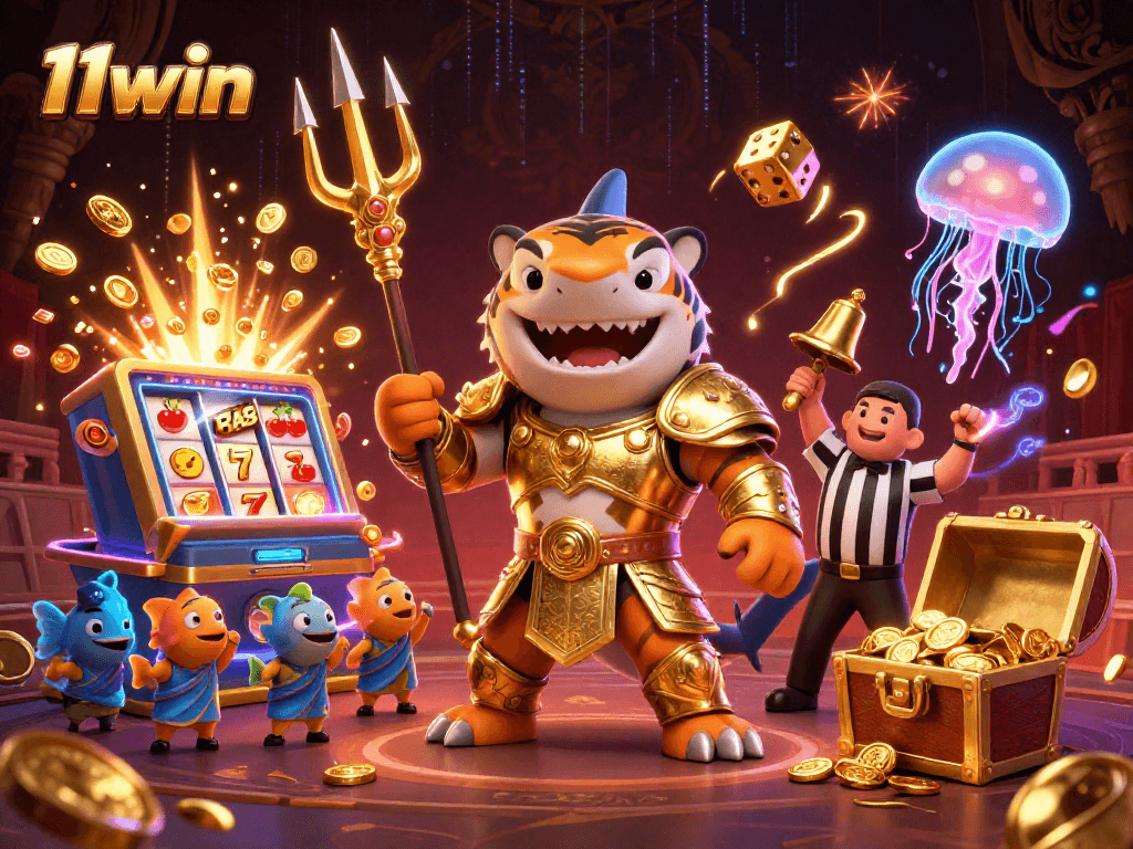 Experience thrilling action at 11win casino with a dynamic underwater gaming scene showcasing excitement and riches.