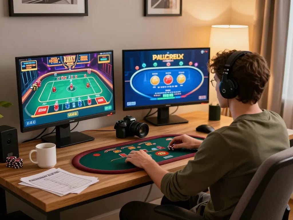 Engaging online gaming experience on mk8th with vibrant screens showcasing poker.