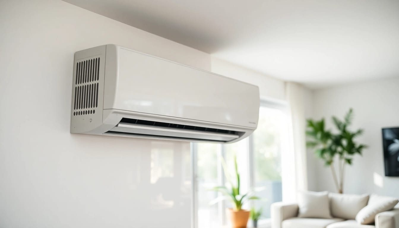 Enhance comfort by Klima kaufen with this modern air conditioning unit in a stylish living room.