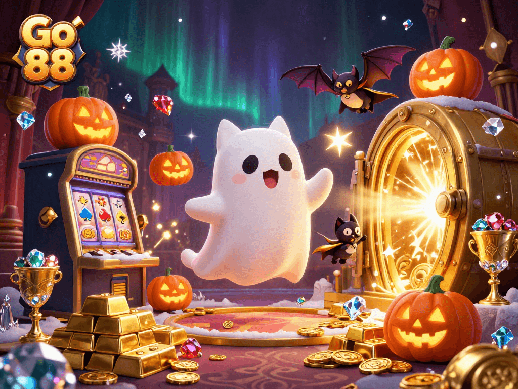 Engage in winning strategies at Go 88 with a friendly ghost cat and his vampire bat companion.