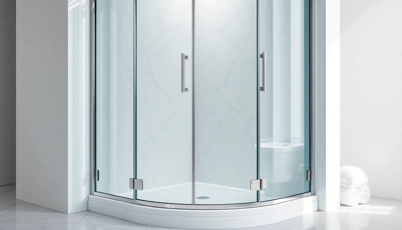 Duschkabine 80x80 eckeinstieg mit klarem Design und modernem Look in einem eleganten Badezimmer.