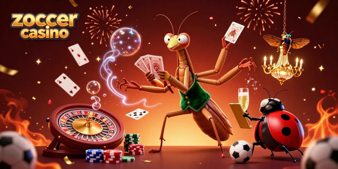 Engage in exciting games at zoccer casino with vibrant characters and lively casino elements.
