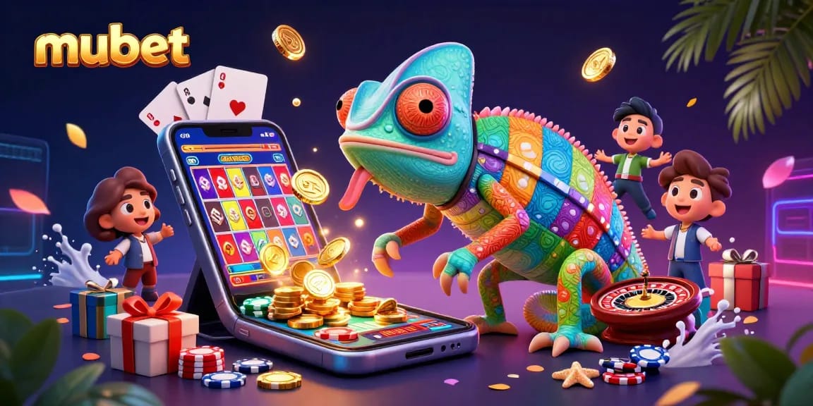 Spin winning reels effortlessly at mubet's vibrant casino scene with colorful games and gold treasures.