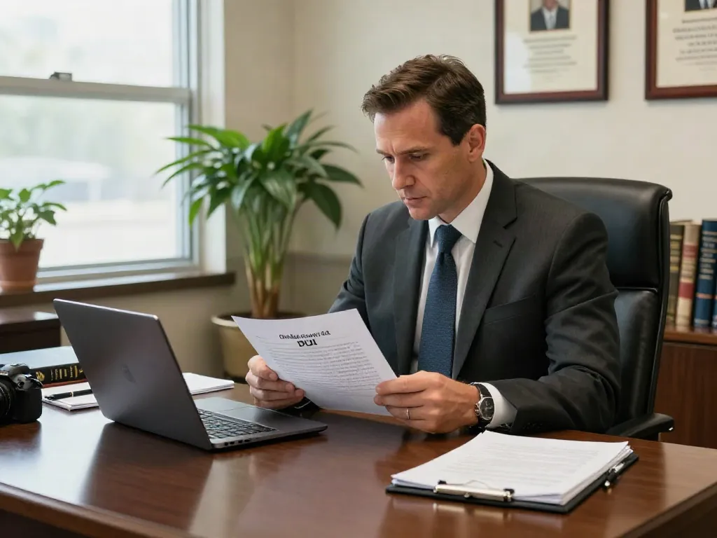 Candid consultation scene with attorney discussing Cherokee County GA DUI cases in a professional office.