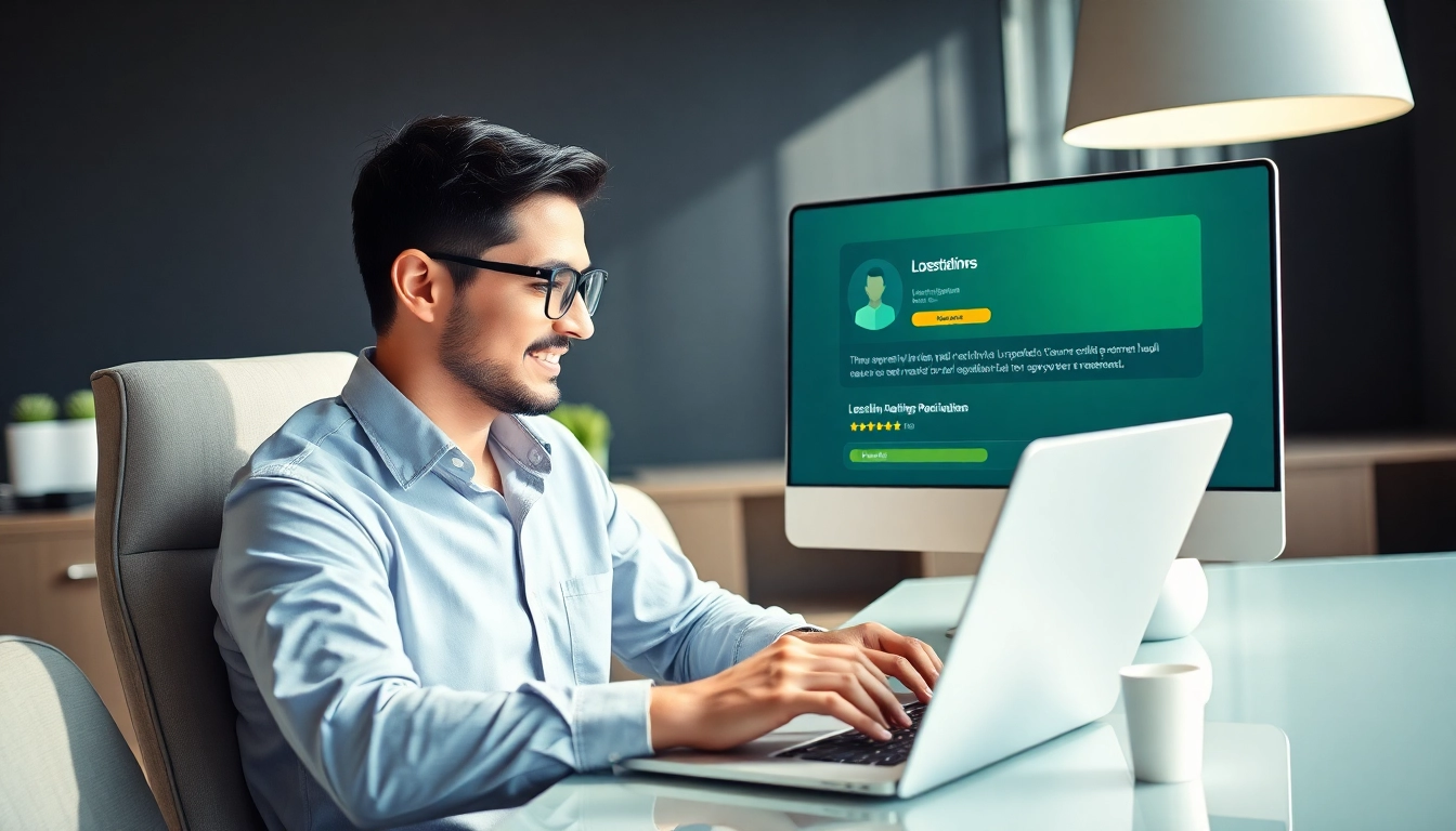 Professioneller Löschdienst-Mitarbeiter arbeitet an der Löschung negativer Google-Bewertungen.