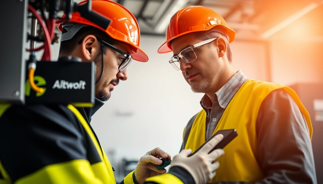 Expert performing DGUV V3 Prüfung on electrical devices in a safety-focused environment, ensuring compliance.