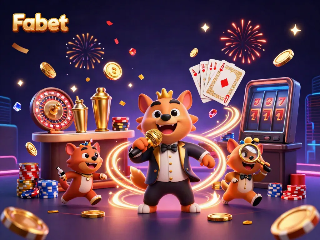 Hyenas at Fabet casino bar creating excitement with golden coins and festive atmosphere.