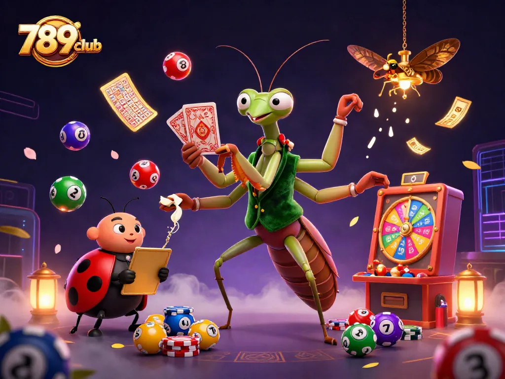 Immerse in the exciting world of 789club with a vibrant 3D casino illustration showcasing lively gaming elements.