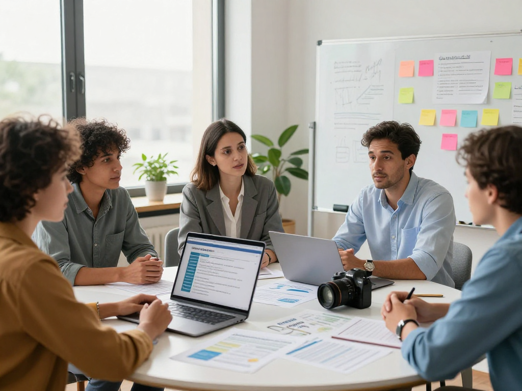 Collaboration in social services focusing on data protection and accessibility for Soziale Einrichtungen in a modern office.