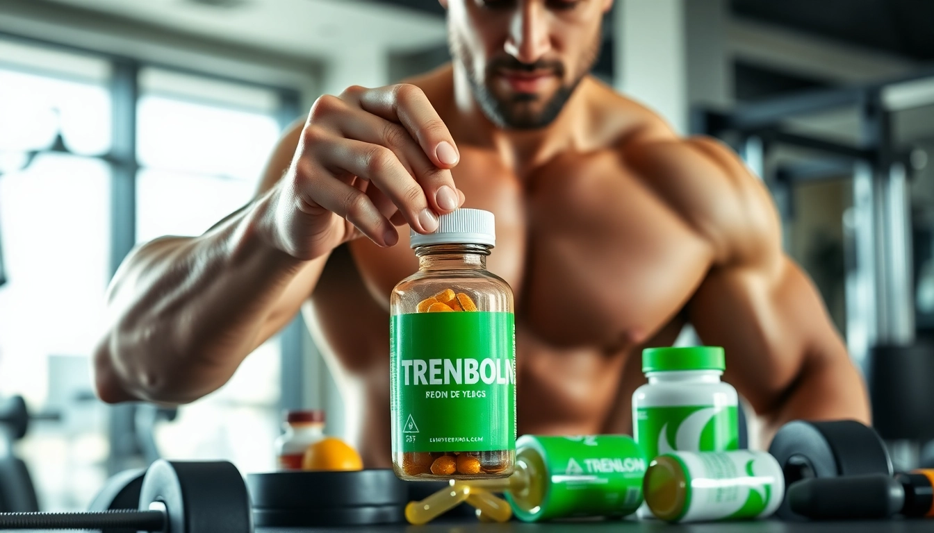 Trainierende mit trenbolon preis Produkt in einer modernen Fitnessumgebung