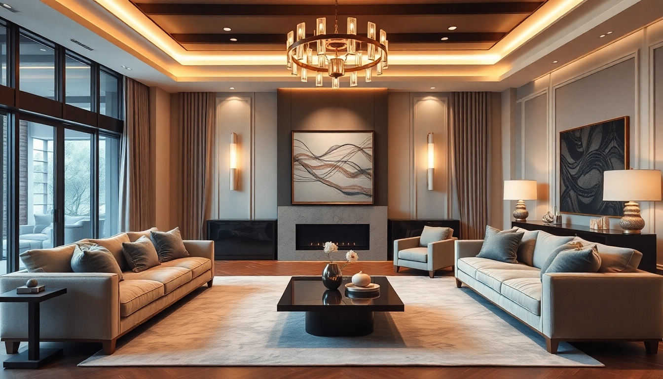 Experience Luxury in a modern living room characterized by elegant furniture and warm ambiance.