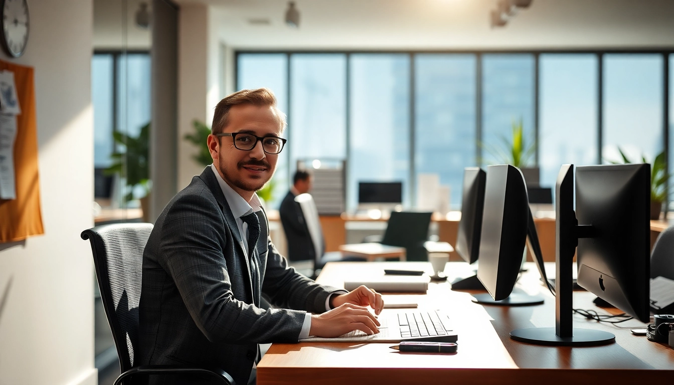 Unternehmensberatung: Ein Unternehmensberater analysiert Daten in einem modernen Büro mit Blick auf den Erfolg.