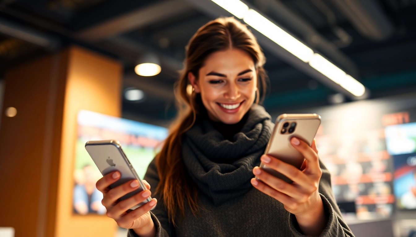 Person nutzt die besten Wett Apps auf einem Smartphone inmitten spannender Sportereignisse.