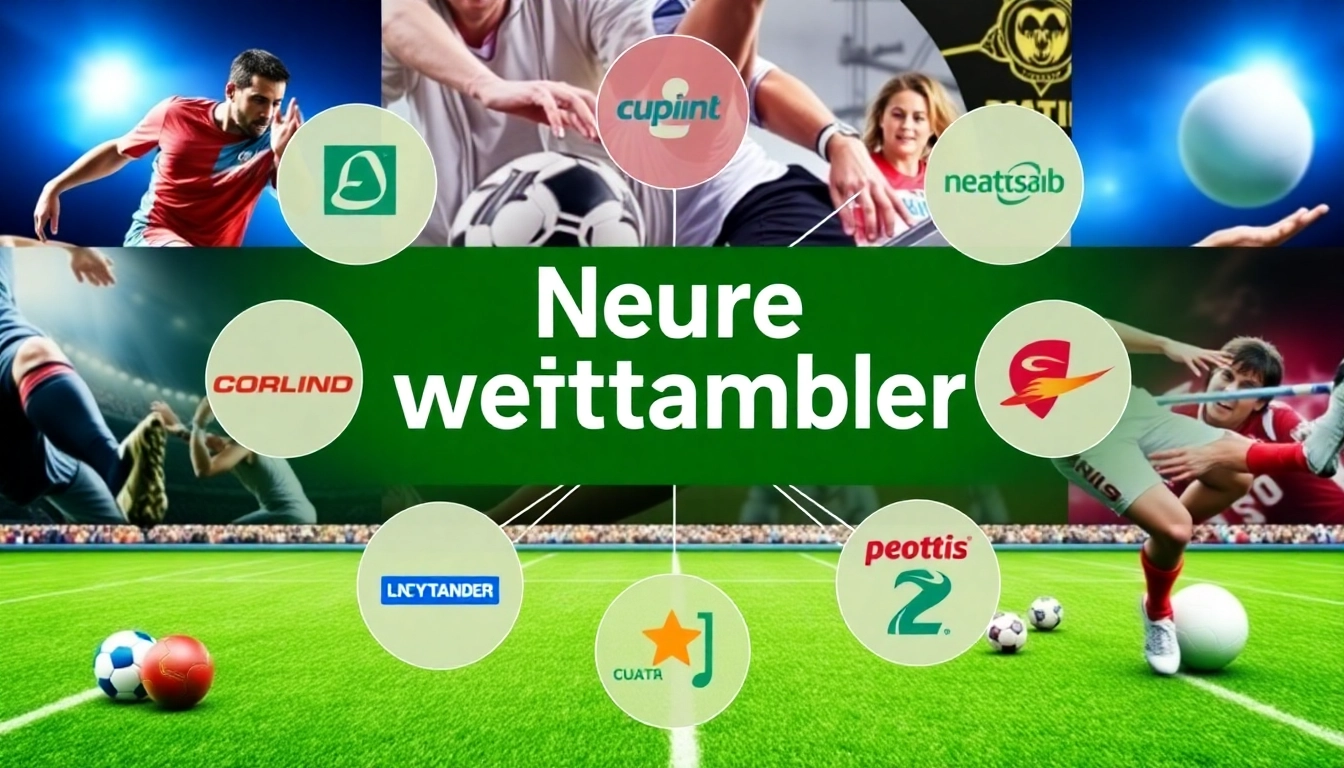 Visual representation of neue wettanbieter logos with a sports theme, showing diversity and excitement in betting options.