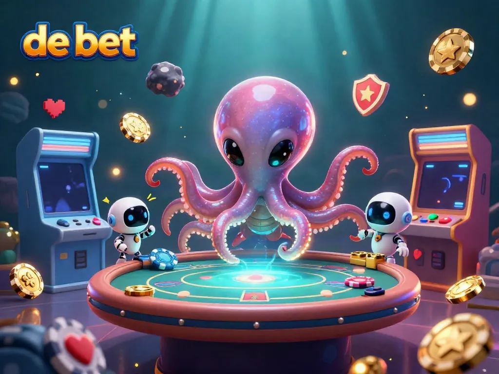 Engage in thrilling gameplay with de bet as the alien octopusDealer brings excitement to a vibrant casino.