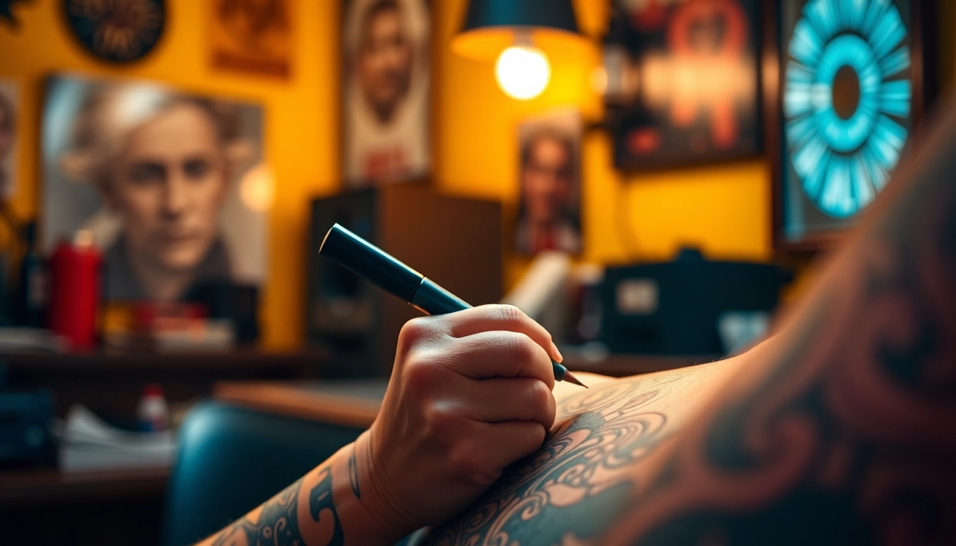 Artisan at Tattoo Studio München crafting a unique design with precision and care.