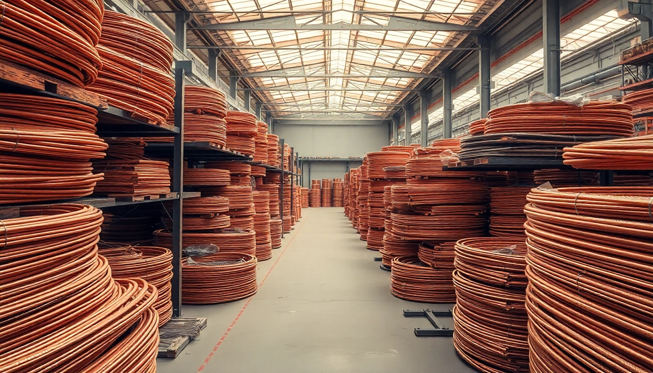 Schrottabholung Remscheid: Efficient recycling process at a copper center with organized metal stacks.