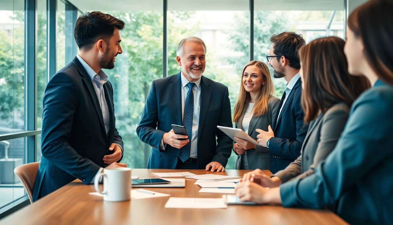 Engaging scene of a Headhunter Gesundheitswesen interacting with diverse candidates in a modern office.
