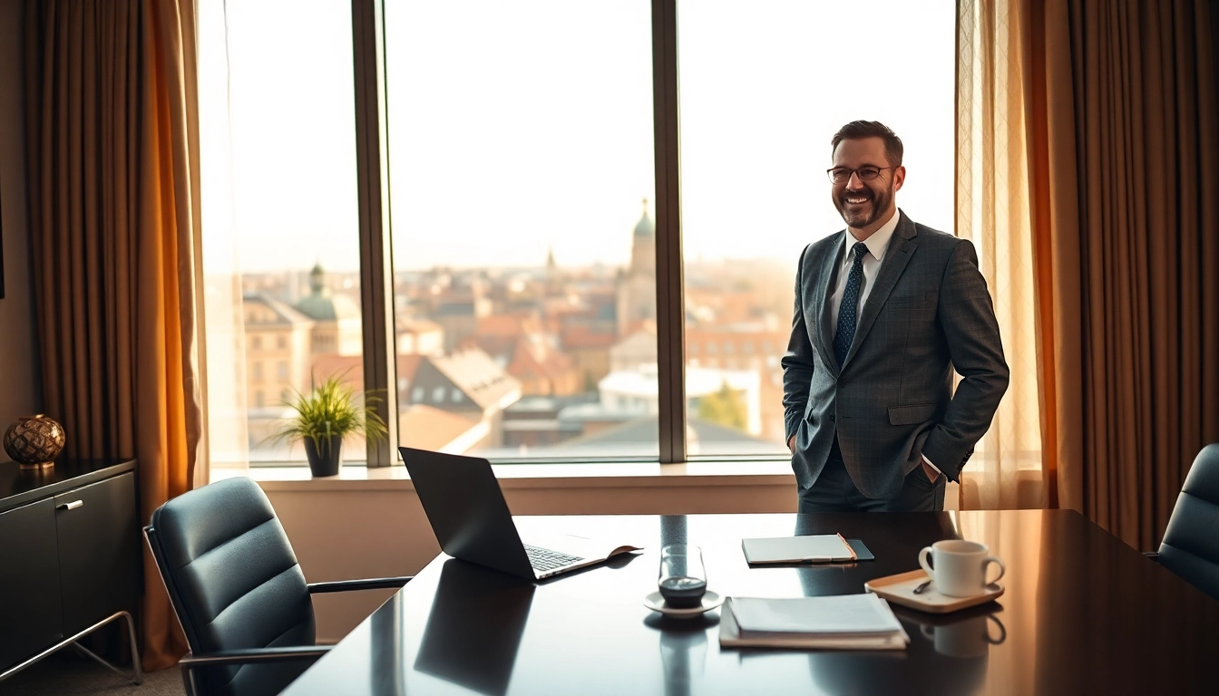 Headhunter Dresden: Professioneller Headhunter in einem eleganten Büro in Dresden, der aktiv bei der Personalvermittlung arbeitet.