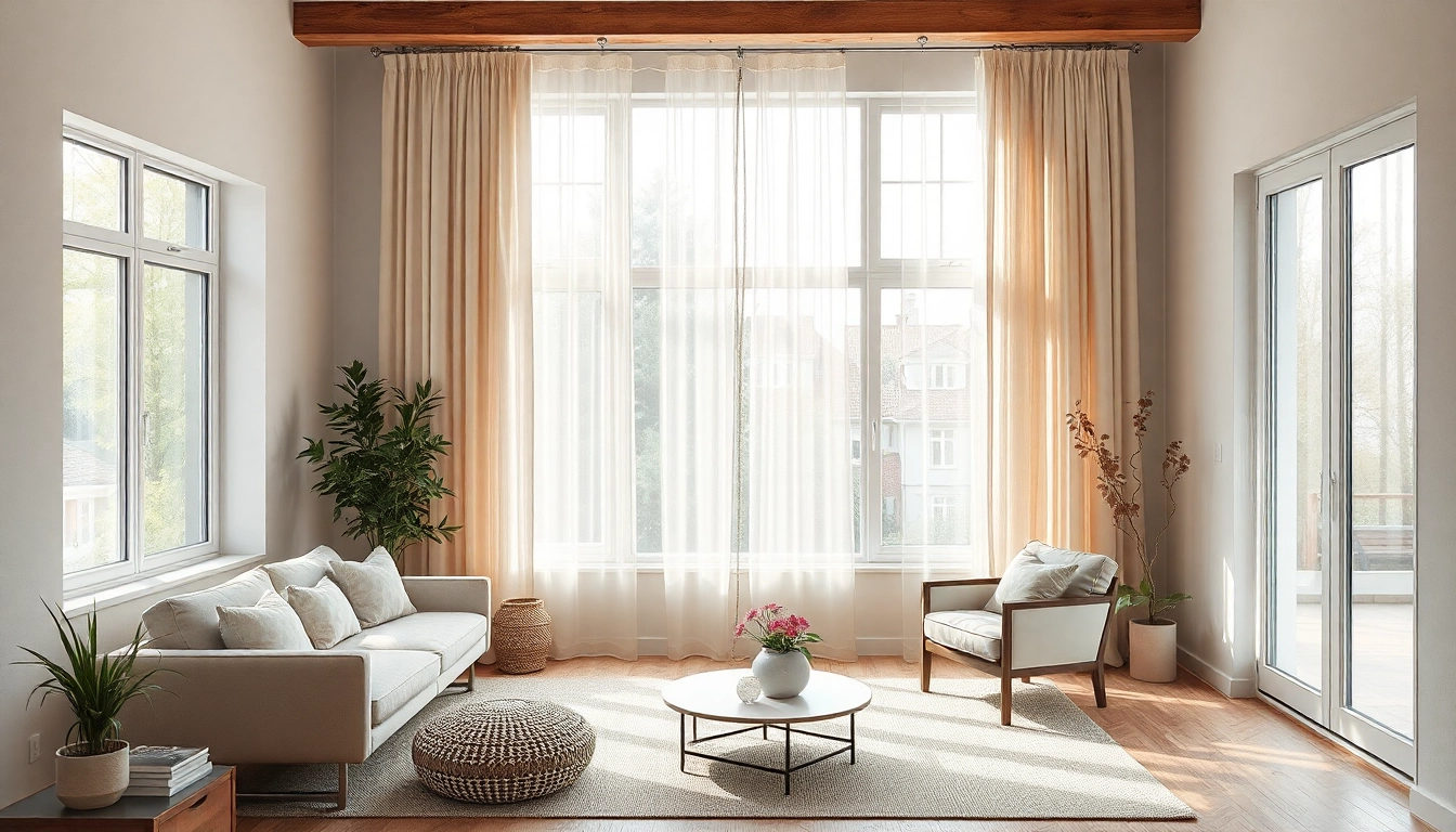 Plissee Maßanfertigung im eleganten Wohnzimmer mit natürlichem Licht durchflutet.