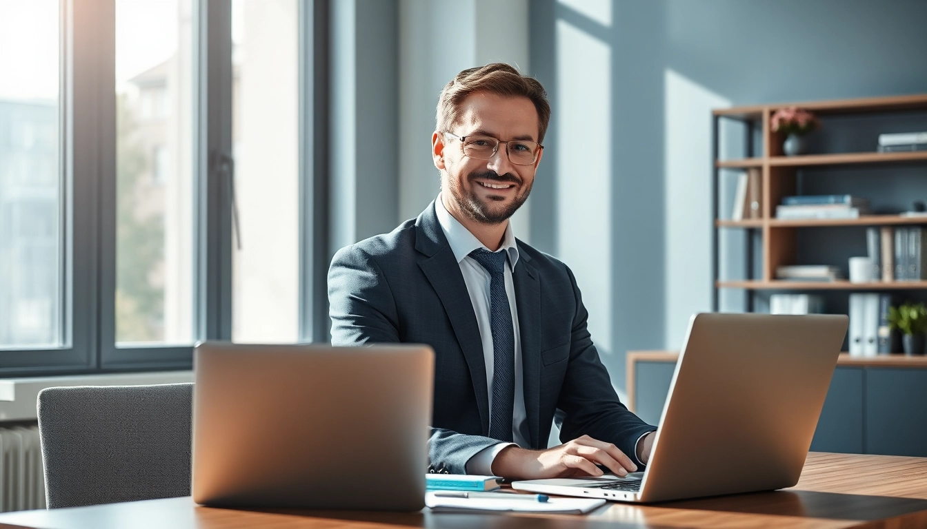 Headhunter sitzt in einem modernen Büro und interviewt einen Kandidaten.