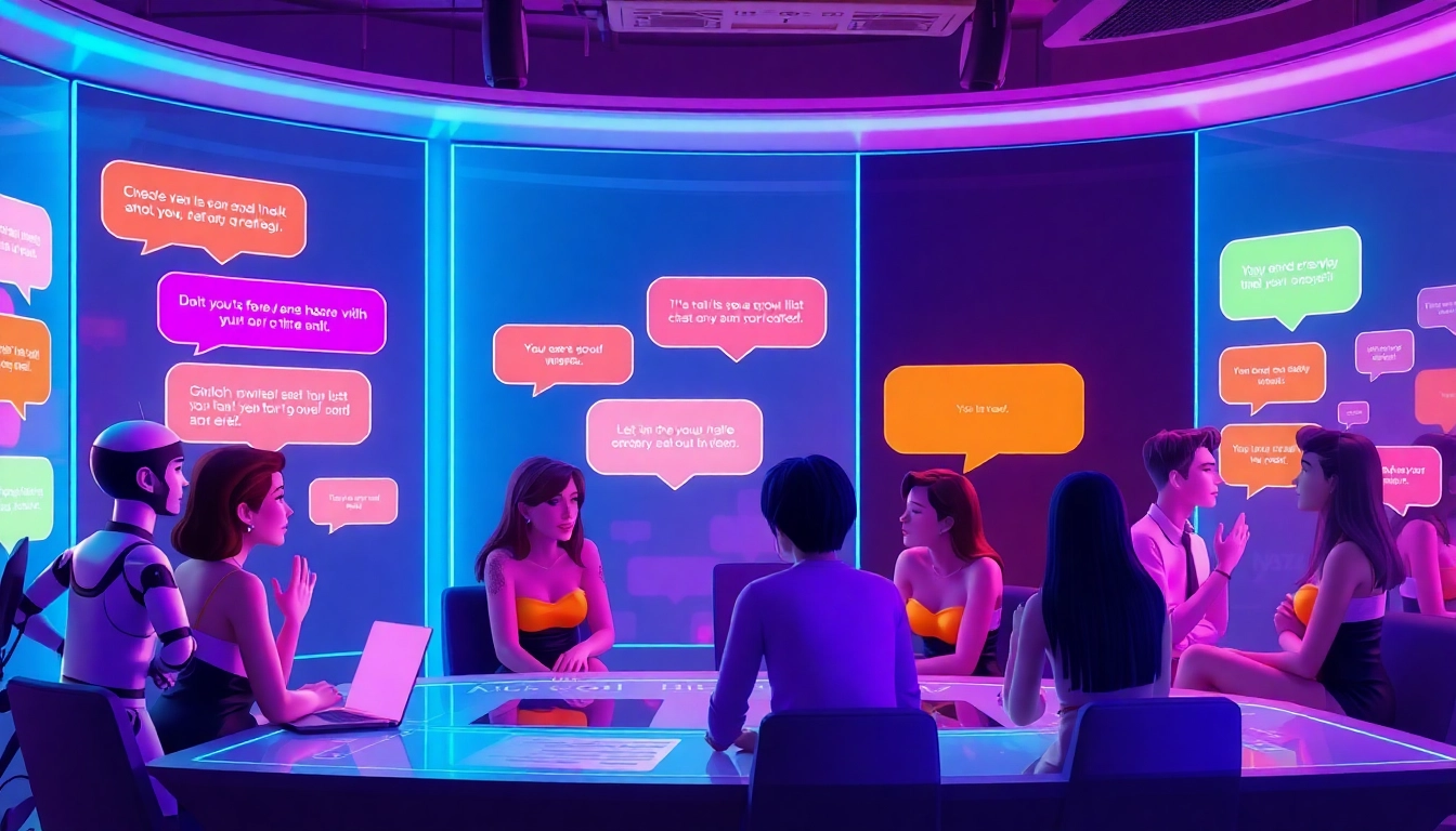 Engaging porn AI chat interaction featuring diverse animated characters.