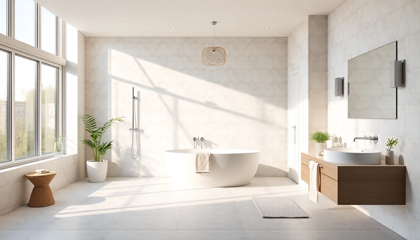 Das elegante Badezimmer-Design von sonni sanitär GmbH mit moderner Walk-In-Dusche und warmem Licht.