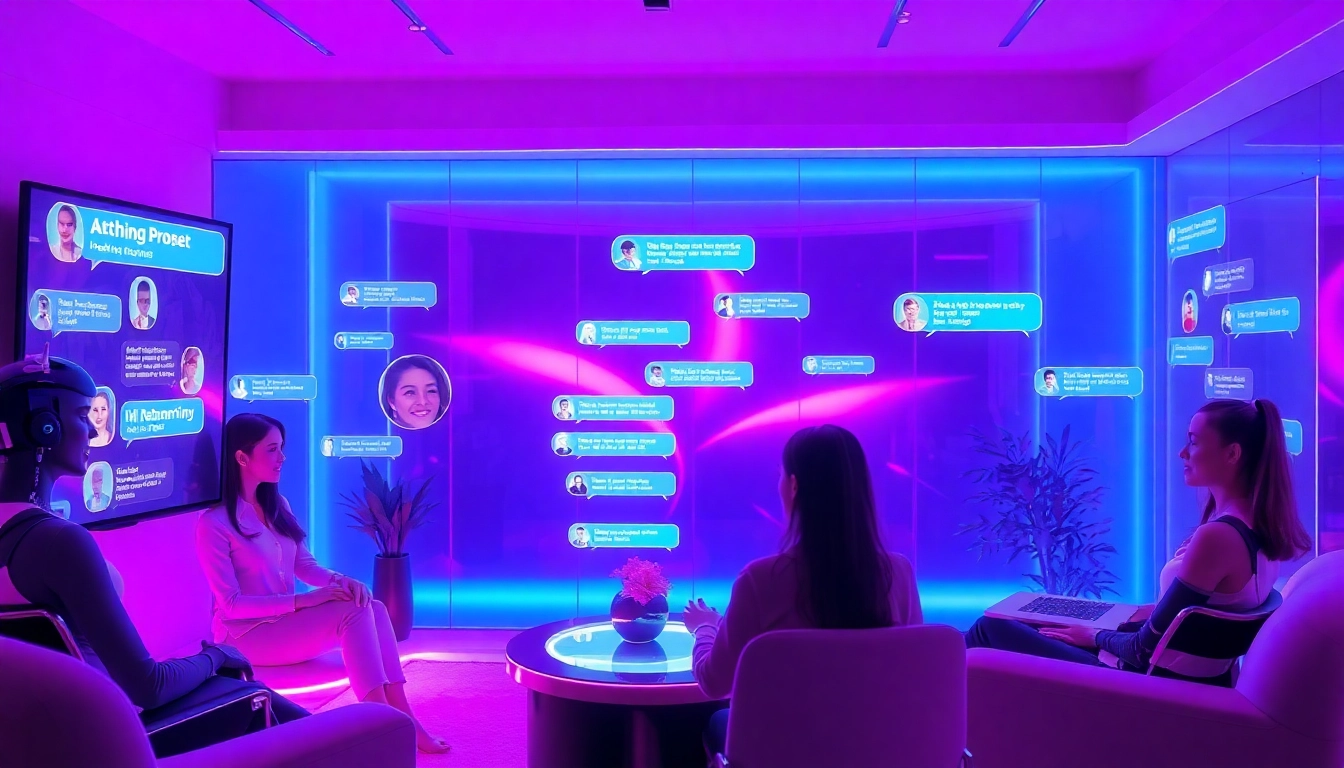 Engaging scene of an interactive porn ai chat platform with vibrant characters.