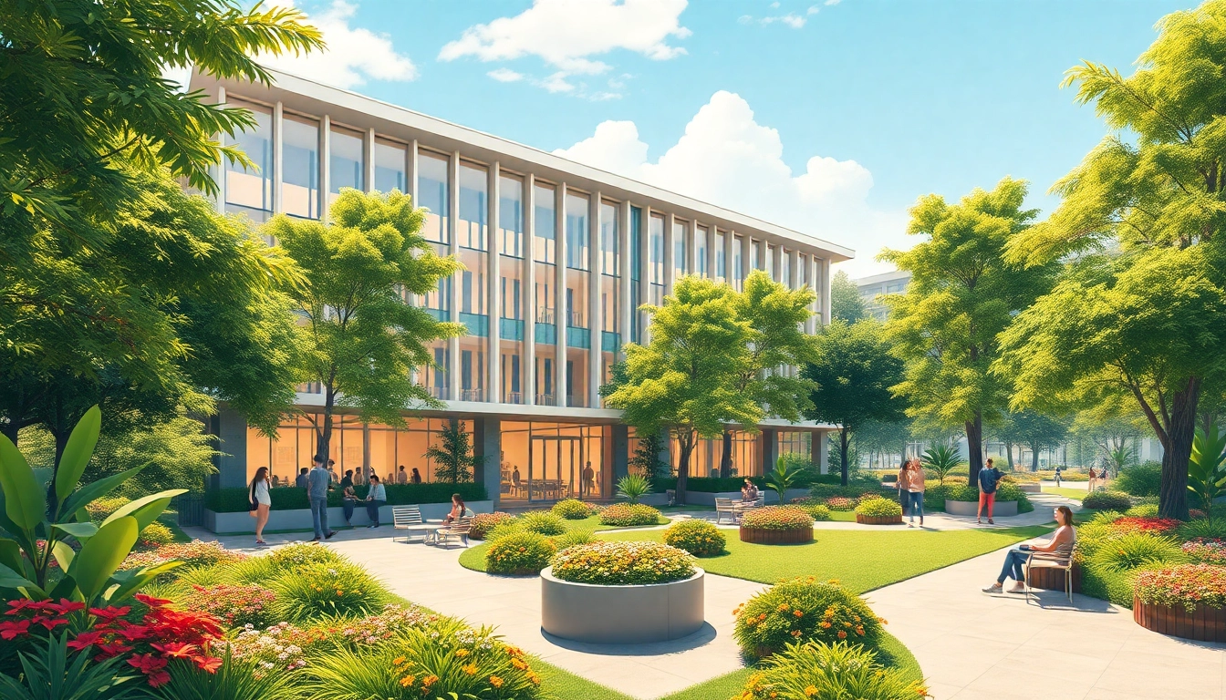 Tampines ec showcases modern architecture set amidst lush greenery and vibrant flowers.