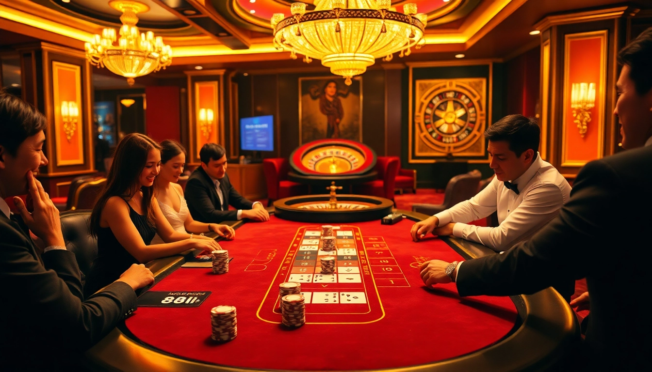 Experienced players strategize at an elegant blackjack table in the 88i casino.