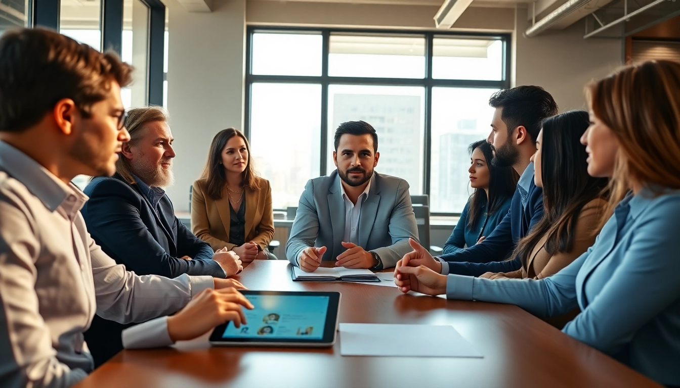 Headhunter Schweiz interview under bright lighting with diverse candidates in a modern office.