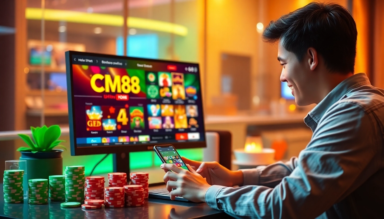 CM88's professional online betting platform displayed on a sleek computer and smartphone screen, showcasing user-friendly design.